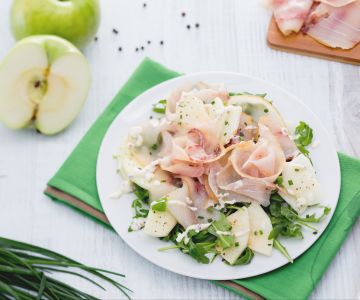Smoked Swordfish Carpaccio with Apple and Arugula Salad