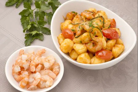Leek and shrimp gnocchi