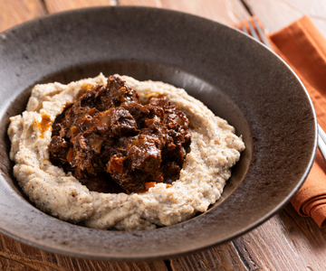 Wild boar stew with buckwheat polenta