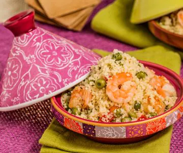 Couscous with peas and shrimp