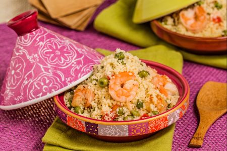Couscous with peas and shrimp