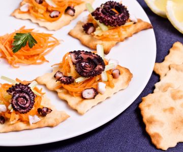 Classic pastries with octopus salad
