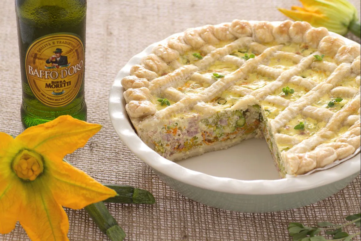 Rustic savory tart with beer