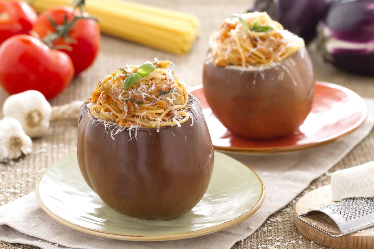 Stuffed Eggplants with Spaghetti alla Norma