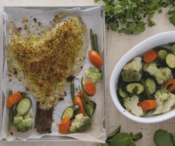 Gratinated Turbot with Vegetables