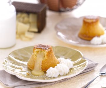 White chocolate fondant with maraschino cream