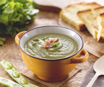 Fava Bean Cream with Escarole and Croutons