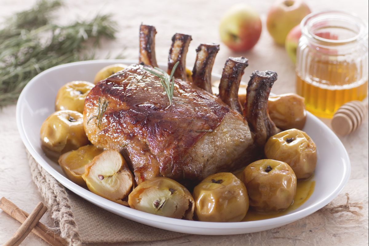 Glazed Pork Rack with Apples
