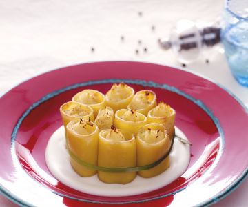 Stuffed Paccheri with Salted Cod on Cheese Fondue
