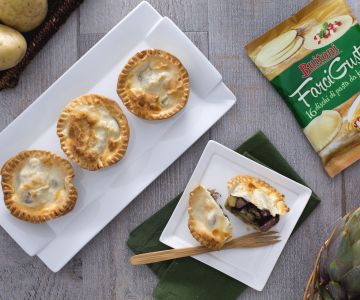 Mini beef, potato and artichoke pies