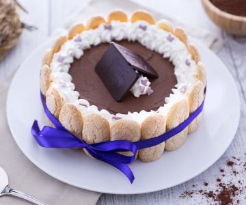 Charlotte with dark chocolate mousse