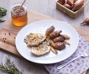 Rosemary and Sage Scaloppine with Caramelized Shallots