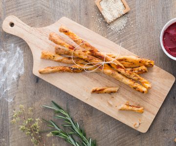 Quick Tomato Puff Pastry Breadsticks