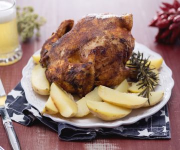 Oven roasted beer can chicken