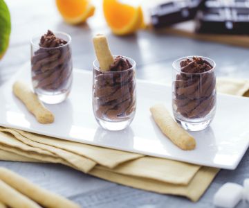 Chocolate mousse with orange shortbread