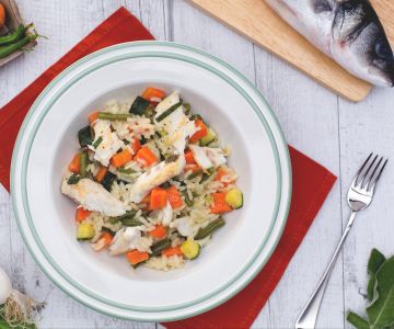 Risotto with Vegetable Ragù and Pan-Seared Sea Bass with Sage