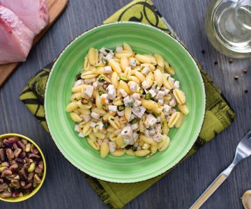 Sardinian gnocchetti with swordfish and pistachios