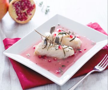 Cod with pomegranate sauce