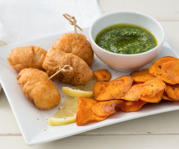 Monkfish fish and chips