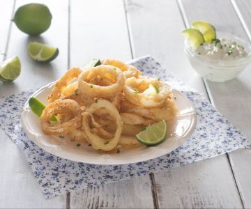 Beer-battered fried calamari