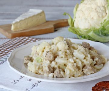 Risotto with cauliflower, sausage, and brie