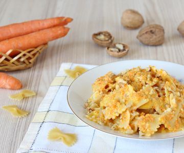 Farfalle with carrot pesto