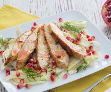 Turkey slices with fennel and pomegranate