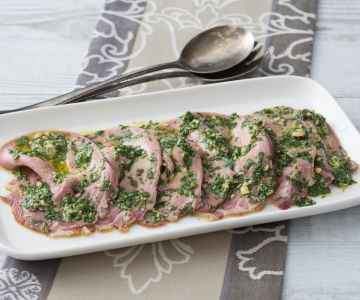 Cured tongue with green sauce