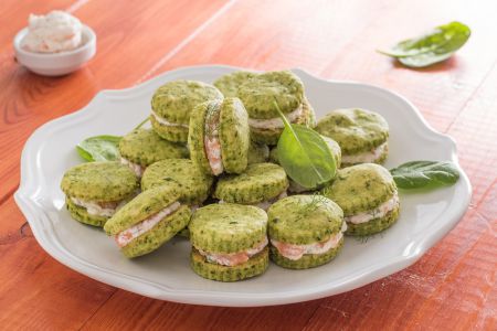 Spinach Cookies with Salmon Cream