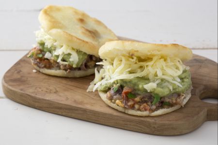 Arepas stuffed with meat