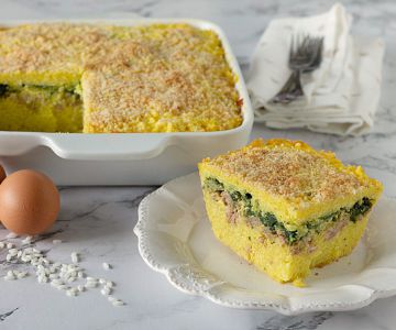 Rice pie with broccoli rabe and sausage