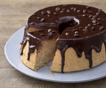 Angel cake with coffee