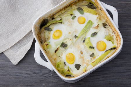 Leeks and Eggs Baked