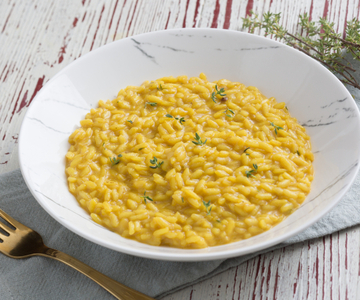 Risotto with beer, saffron, and Grana Padano