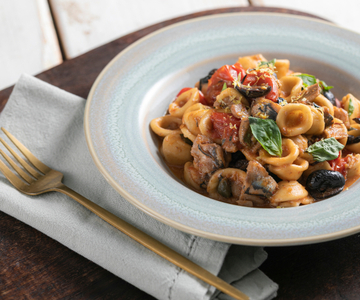 Orecchiette with sardines and cherry tomatoes