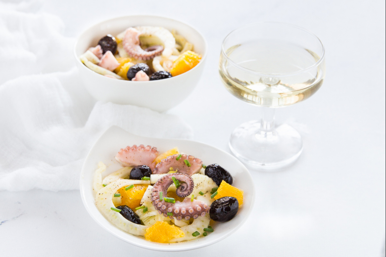 Octopus salad with fennel and oranges