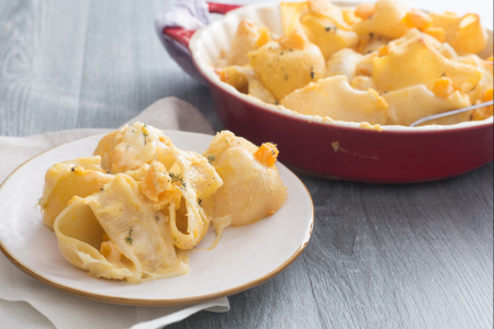 Lumaconi with pumpkin and caciocavallo