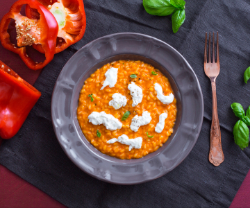 Creamy Pepper Risotto with Burrata