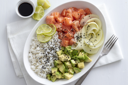 Salmon and Fruit Poke Bowl