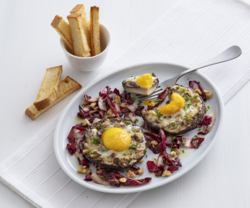 Egg and cheese stuffed Portobello