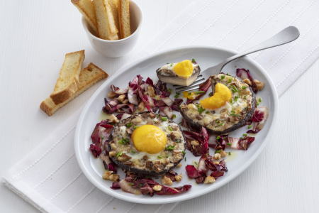 Egg and cheese stuffed Portobello