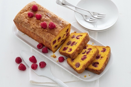 Soft and light carrot and raspberry cake