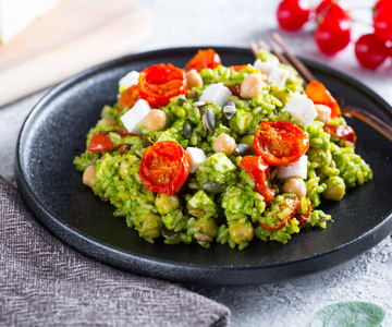 Risotto with baby spinach pesto