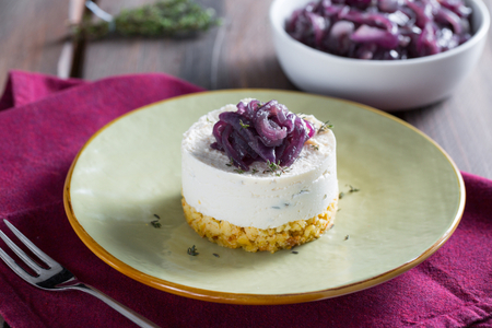 Savory mini cheesecakes with onions