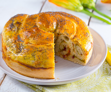 Savory Pie with Salami and Zucchini Flowers