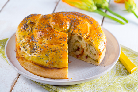 Savory Pie with Salami and Zucchini Flowers