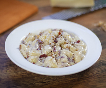 Gnocchi speck and toma