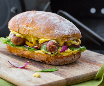 Verzini on the BBQ with peppers and onions