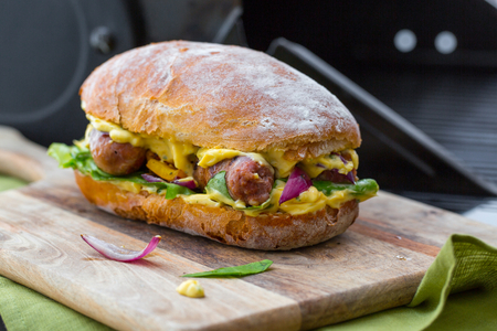 Verzini on the BBQ with peppers and onions