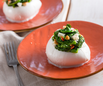 Stuffed Mozzarella with Turnip Greens